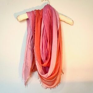 FALIERO SARTI - Silk & Cashmere Scarf or Shawl in Ombre Salmon & Pink tones